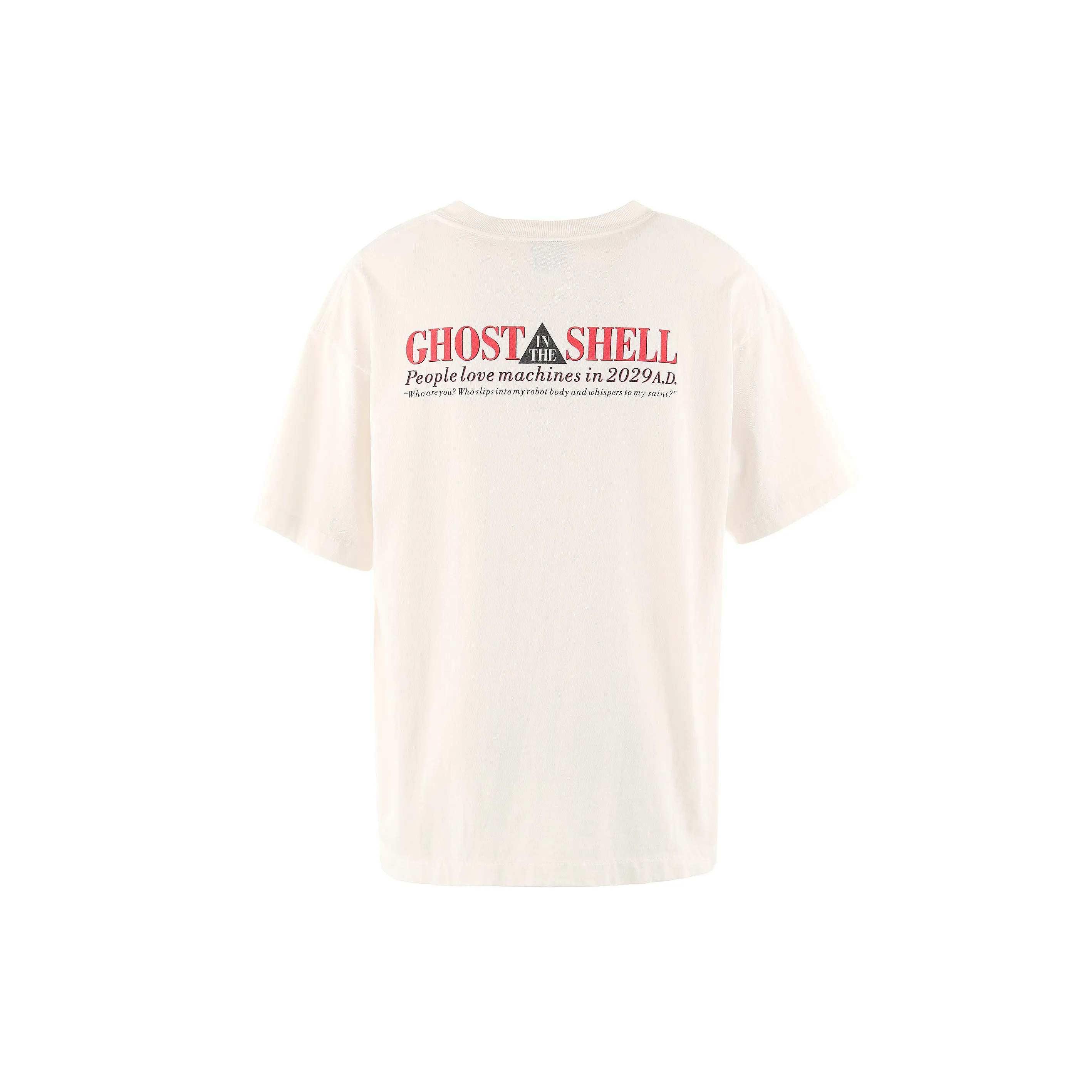 SAINT Mxxxxxx x GHOST IN THE SHELL ' GITS ' SS TEE/WHT Classic Big IP Ghost in the Shell co-branded Suzi Charge/Suzi Character TEE Off-white S-XL Cylindrical side seamless fabric 220g high gram weight OE yarn ⚠️Note: It is almost meaningless if it is not a cylindrical fabric Customized joint main mark/joint wash mark/little angel anti-counterfeiting label Original factory level printing factory Top purchasing agent level